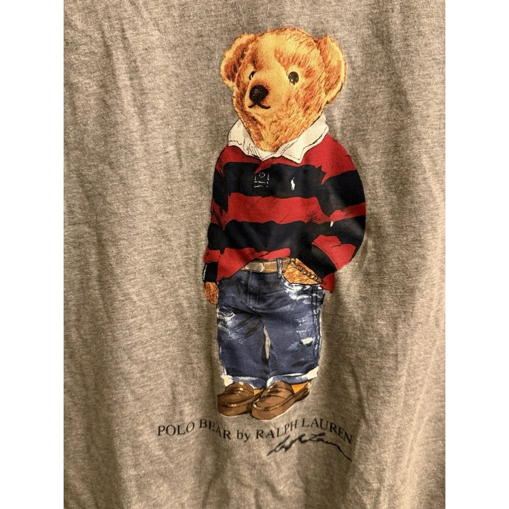 Polo Ralph Lauren Rugby Bear Short Sleeve Crew Neck Cotton T-Shirt Gray Small‎